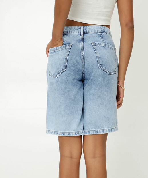 Bermuda Jeans Feminina Ciclista Bolsos Marisa