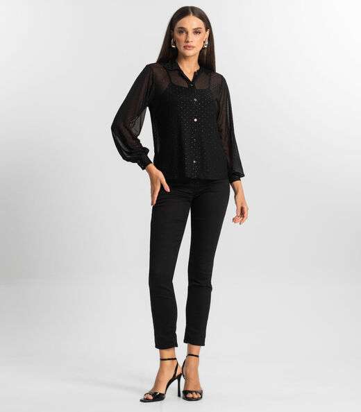 Conjunto De Camisa Tule Com Top Endless Preto