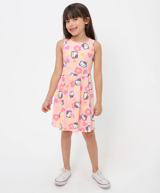 Image_Vestido Infantil Floral Hello Kitty Sanrio Tam 4 a 10 Rosa
