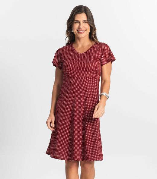Vestido Feminino Evasê Estampado Select Vermelho