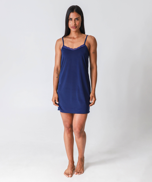 Camisola Liganete Recorte Renda Marisa Azul