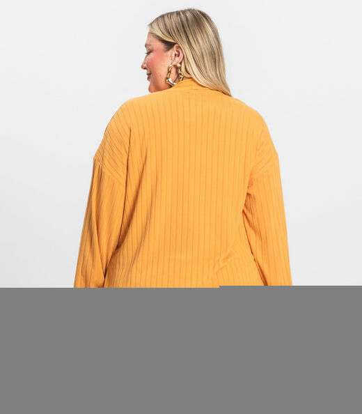 Cardigan Feminino Pluz Size Infinita Cor Amarelo