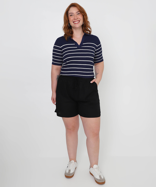 Image_Short Plus Size Feminino Cintura Alta Cordão Marisa Preto