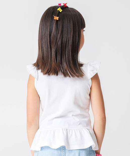 Blusa Infantil Laços Babado Marisa Tam 1 a 3 Off White