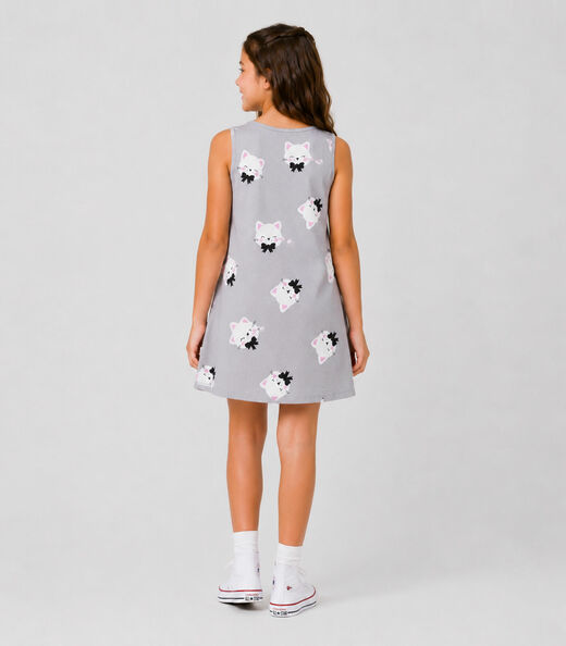Vestido Infantil Feminino Estampado Select Cinza