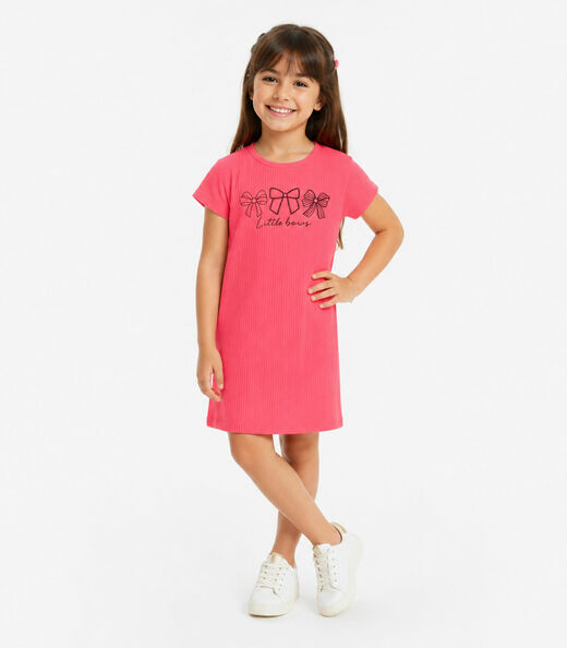 Vestido Infantil Ribana Canelada E Estampa Select Laranja
