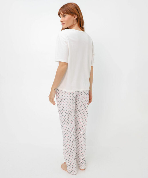 Pijama Feminino Estampa Floral Marisa Off White