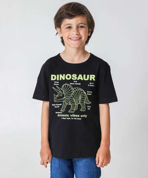 Image_Camiseta Infantil Estampa Dinossauro MR Tam 4 a 10 Preto