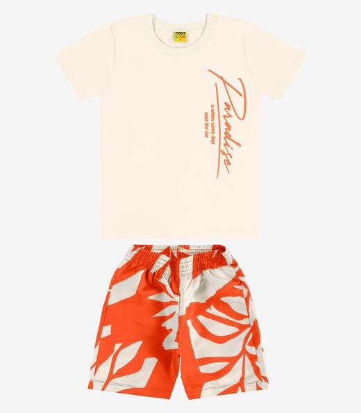 Image_Conjunto Infantil Camiseta Com Bermuda Rovi Kids Bege