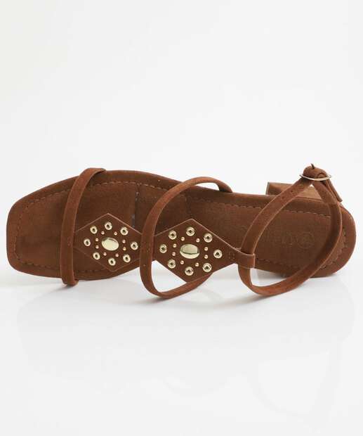 Sandália Feminina Salto Grosso Via Uno Marrom