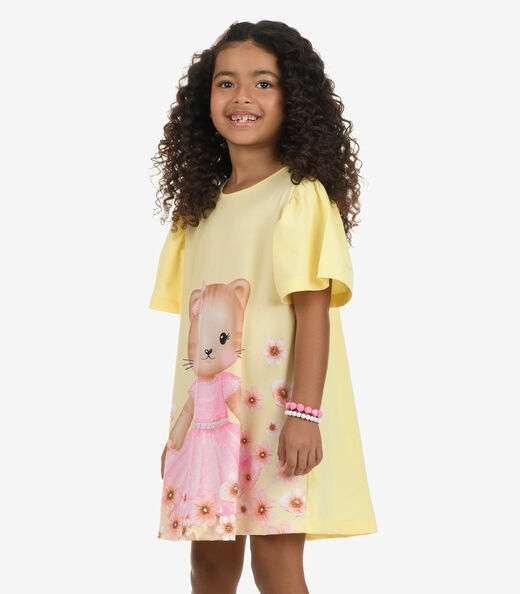 Vestido Poly Flex Touch - Meia Malha Rovi Kids Amarelo