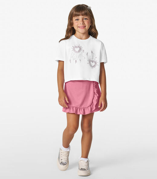 Conjunto Feminino Blusa com Shorts Saia Trick Nick Branco
