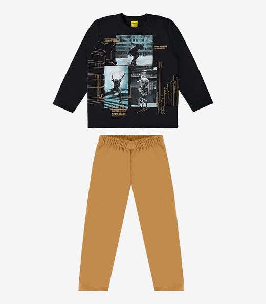 Conjunto Infantil Blusão Com Calça Rovi Kids Preto