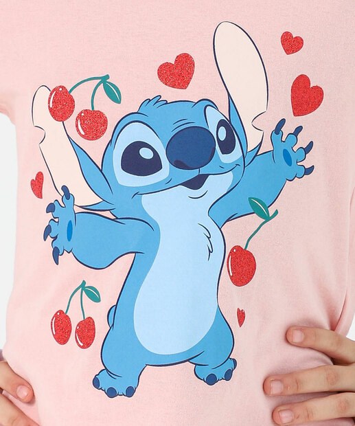 Blusa Infantil Estampa Stitch Tam 4 a 10 Rosa