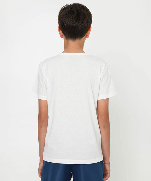 Camiseta Juvenil Estampa Sonic Tam 10 a 16 Off White