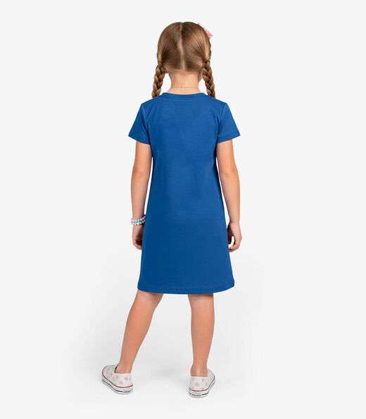 Vestido Feminino Infantil em Molecotton Select Azul