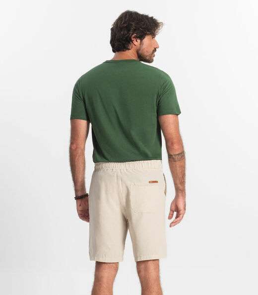 Bermuda Masculina Sarja Elástico E Bolsos Shift Bege