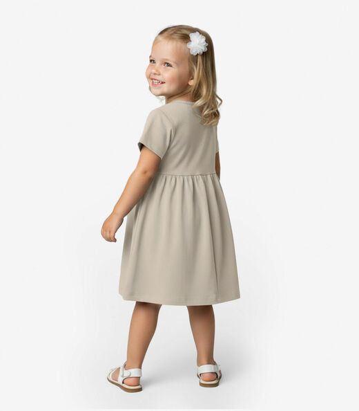 Vestido Infantil em Molecotton Select Bege