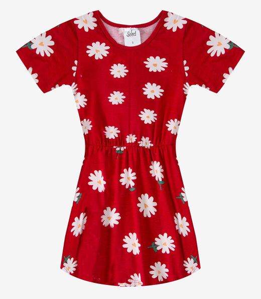 Vestido Curto Infantil Estampado Select Vermelho