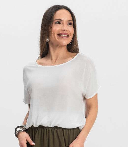 Blusa Feminina manga curta Infinita Cor Branco