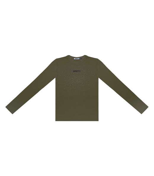 Blusa Juvenil Com Strass Manga Longa Minty Verde