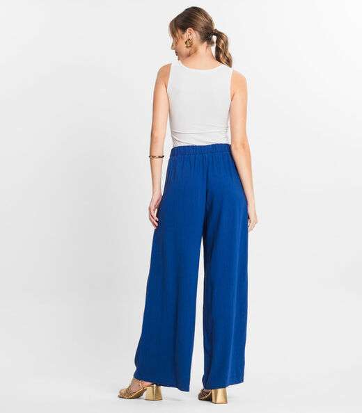 Calça Feminina Pantalona Lisa Select Azul