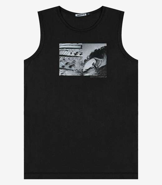 Regata Juvenil Meia Malha Masculina Minty Preto