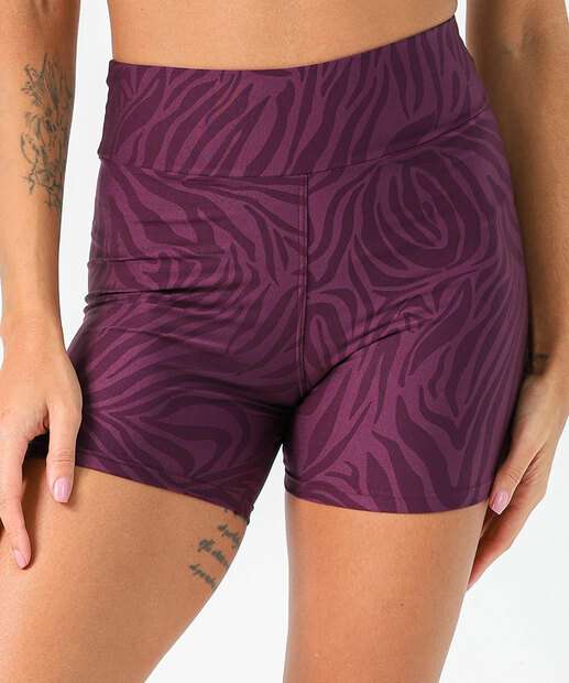 Bermuda Feminina Fitness Animal Print Marisa Roxo