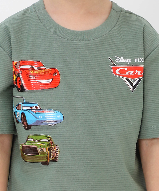 Camiseta Infantil Carros Disney Tam 4 a 10 Verde 