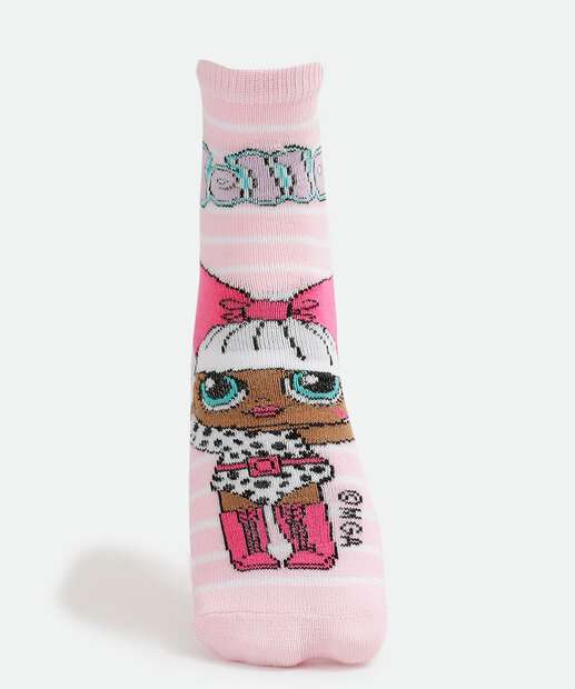 Kit 3 Pares Meias Infantil Estampa Boneca Lol