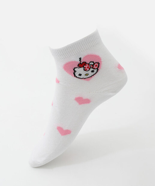 Kit 2 Pares Meias Feminina Cano Curto Hello Kitty Rosa