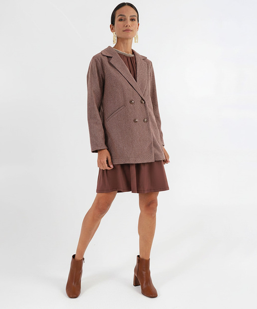 Casaco Feminino Polivelour Botões Marisa Marrom
