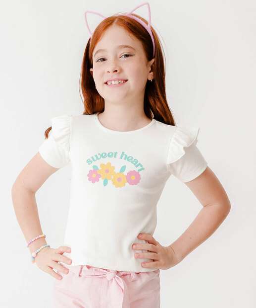 Image_Camiseta Infantil Estampa Flores Marisa Tam 4 a 10