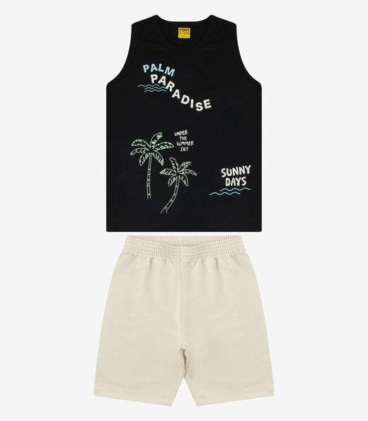 Conjunto Regata com Bermuda Menino Rovi Kids Preto