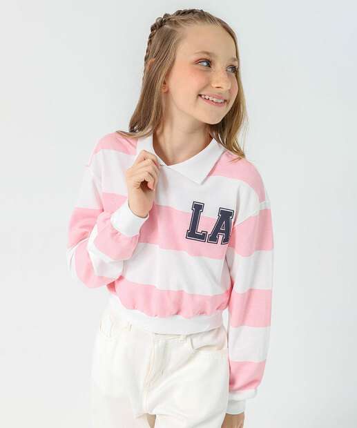 Image_Blusa Juvenil Cropped Polo Listrada Marisa Tam 10 a 16 Off White