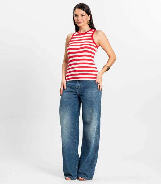 Regata Feminina em Ribana de Viscose Rovitex Vermelho