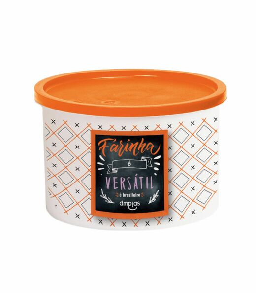 Kit Pote Decorado Farinha 2 Peças DM Plas Laranja