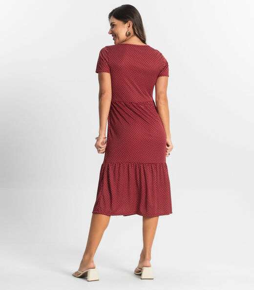 Vestido Midi Feminino Estampado Select Vermelho