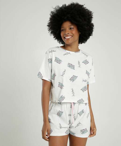 Image_Pijama Feminino Pernalonga Manga Curta Looney Tunes