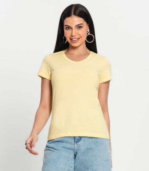 Blusa Feminina Meia Malha 30 Básica KO Amarelo