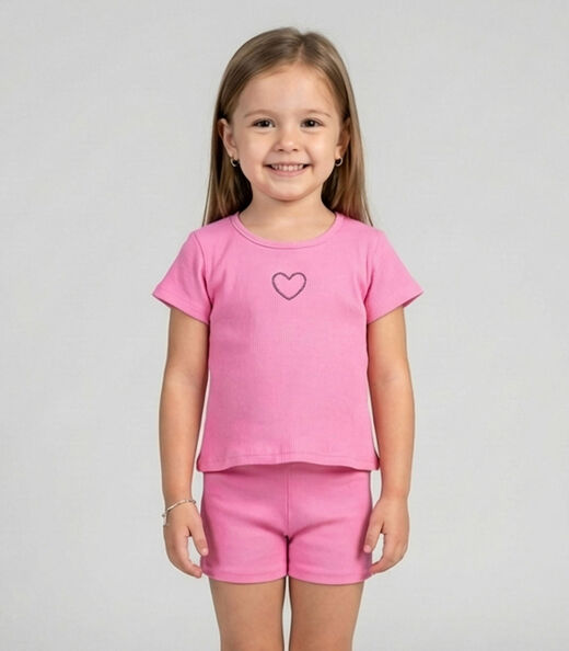 Image_Conjunto Infantil Menina Blusa e Short Select Rosa