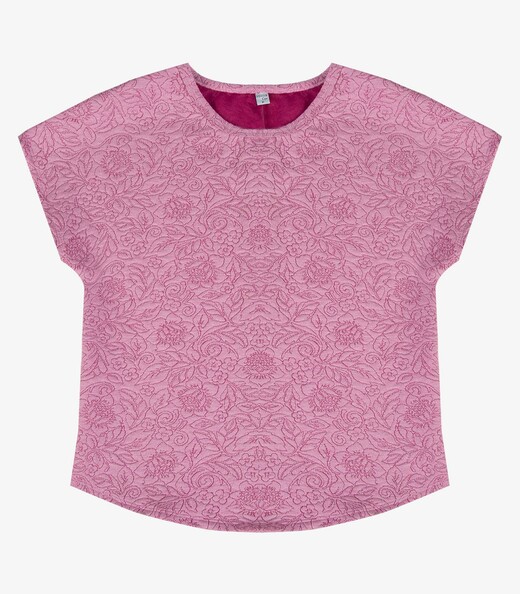 Blusa Feminina Em Florida Malha Infinita Cor Rosa