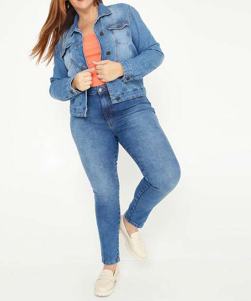 Jaqueta Plus Size Feminina Cropped Uber jeans