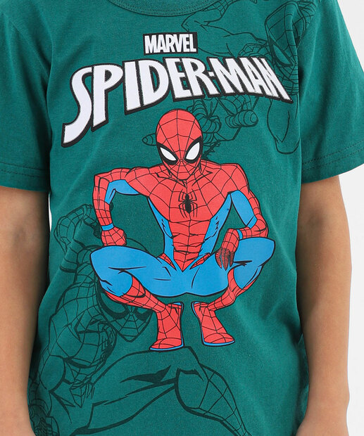 Camiseta Infantil Homem-Aranha Marvel Verde Tam 4 a 10