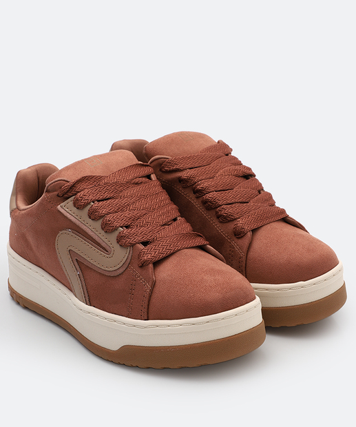 Tênis Feminino Casual Recortes Ramarim Marrom