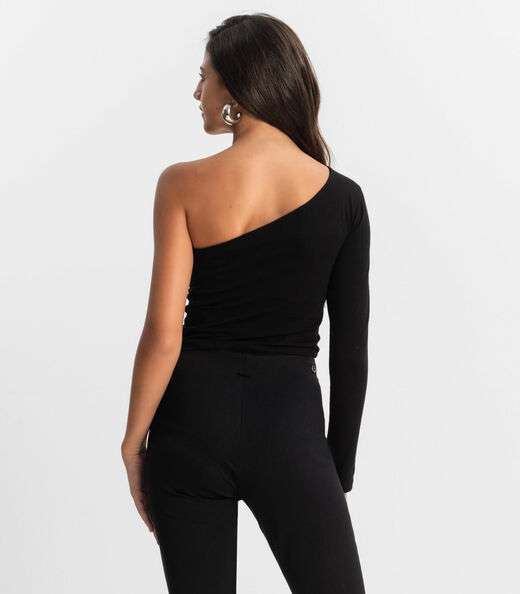 Blusa Juvenil Feminina Um Ombro Só Minty Preto