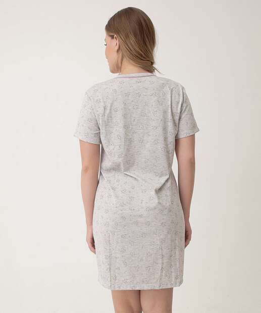 Camisola Mescla Botões Flores Marisa Cinza