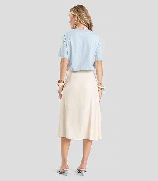 Saia Feminina Midi Envelope Dianna Bege