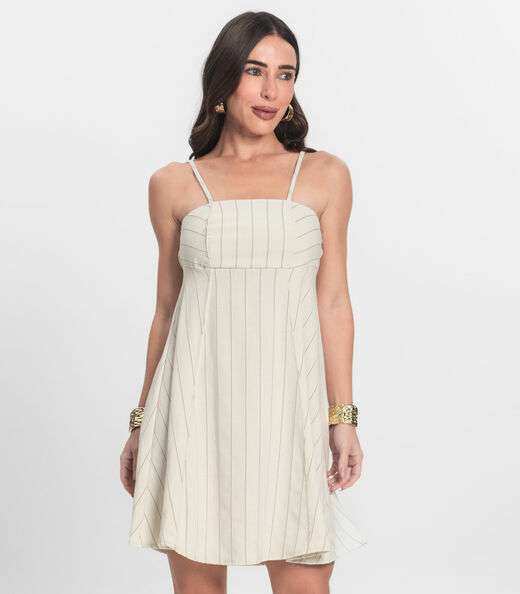 Vestido Curto De Alças Decote Quadrado Endless Bege