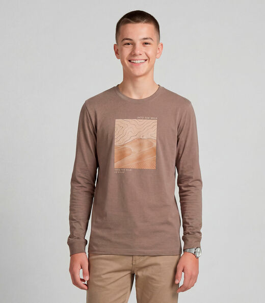 Image_Camiseta Juvenil Manga Longa Com Estampa Minty Marrom